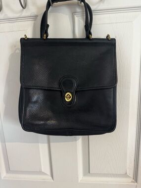 Coach Willis Black Leather Crossbody Satchel Bag Purse Vintage 9927